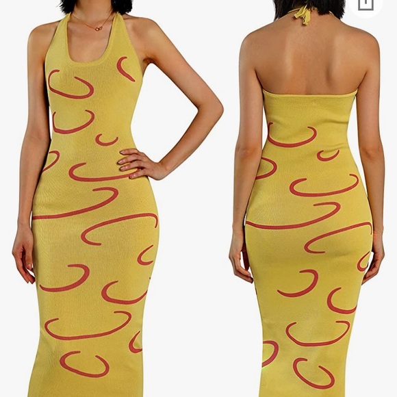 Dresses & Skirts - Yellow halter midi dress/similar to verge girl